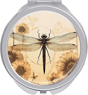 Espejo de maquillaje de viaje con libélula en...