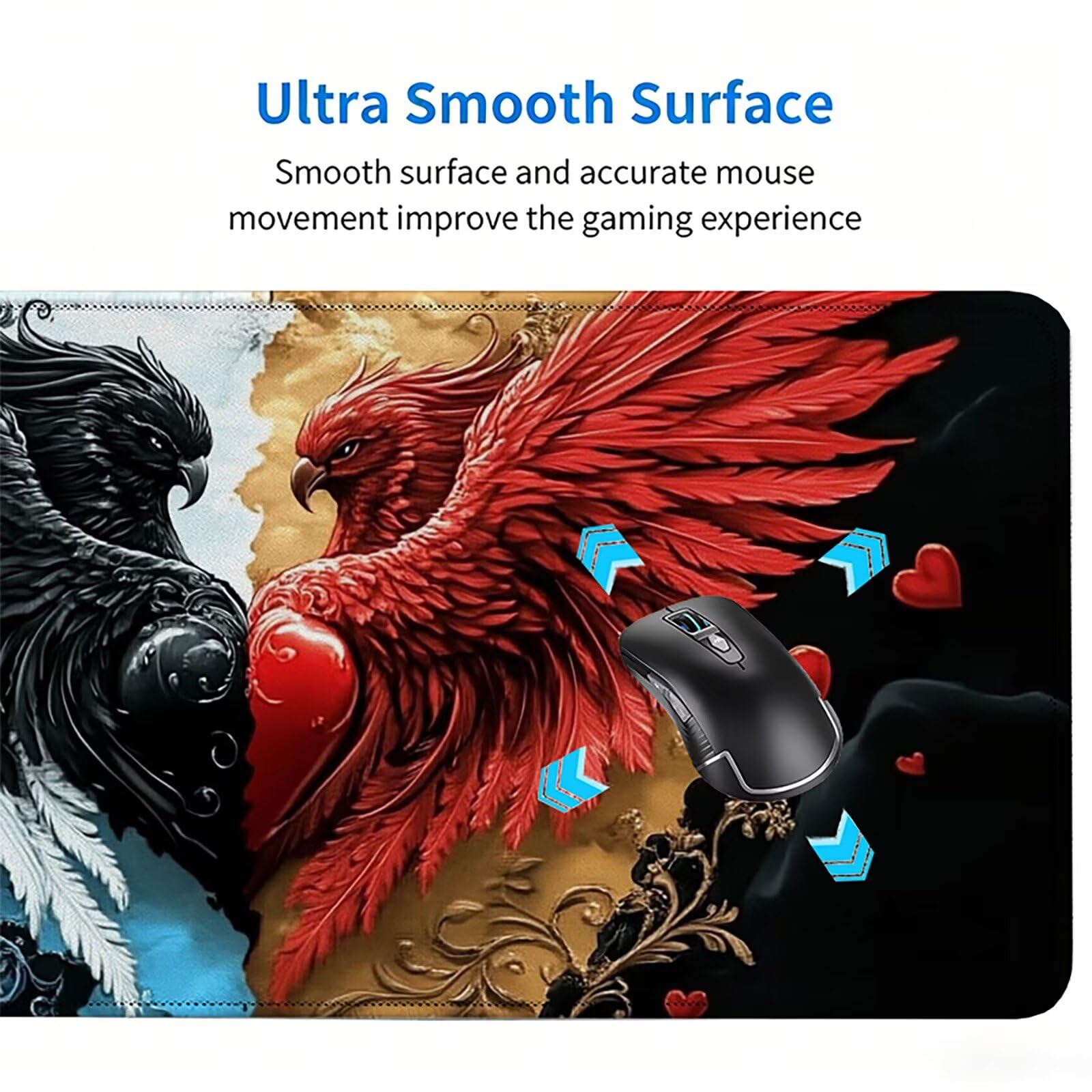 Tappetino Mouse Gaming, 1200x600mm Tappetino Mouse XXL nero 0c0-315 | Mouse Pad Grande, Ottimizzato per i Sensori da Gioco, Migliora Precisione e Velocità, per Mac e PC, rosso