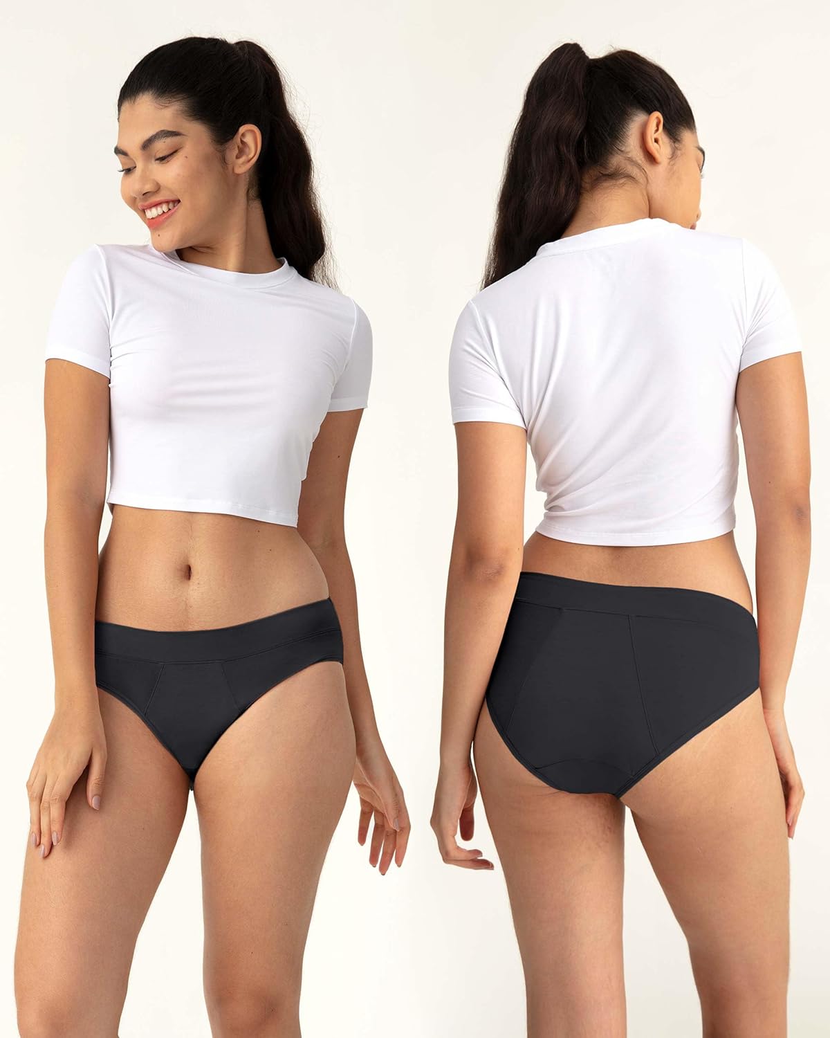 Neione Period Underwear for Women Mid Rise Menstrual Panties Modal Hipster Briefs Soft Stretch - Image 2