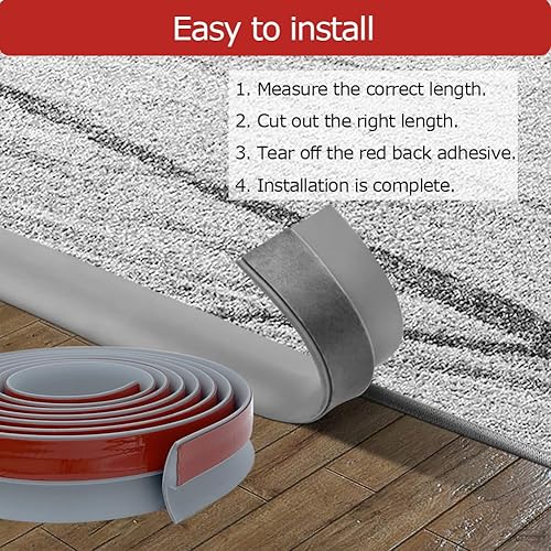 Miniatura 6 de Aroilder Tira de transición de suelo de alfombra, 10 pies, autoadhesivo de alfombra a azulejos, borde de transición adecuado para umbrales de