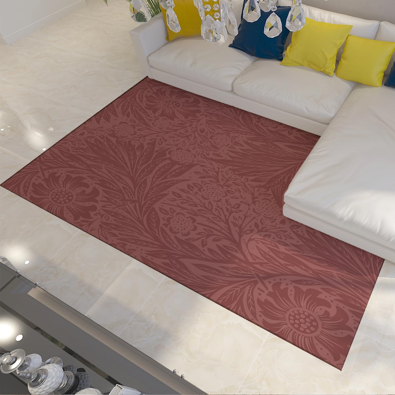 Tapis vintage en détresse rouge 80x120cm style boho chic pour salon