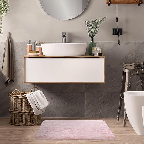 Miniatura 2 de ConCus-T Alfombra de baño rosa lanuda para niñas, alfombra de baño teñida para niñas, regalo elegante, alfombra de felpa de piel sintética para