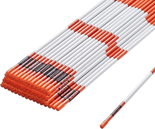 Miniatura 11 de VEVOR Marcadores de entrada, 100 unidades de 48 pulgadas, 0.31 pulgadas de diámetro, postes de fibra de vidrio naranja con cinta reflectante, broca