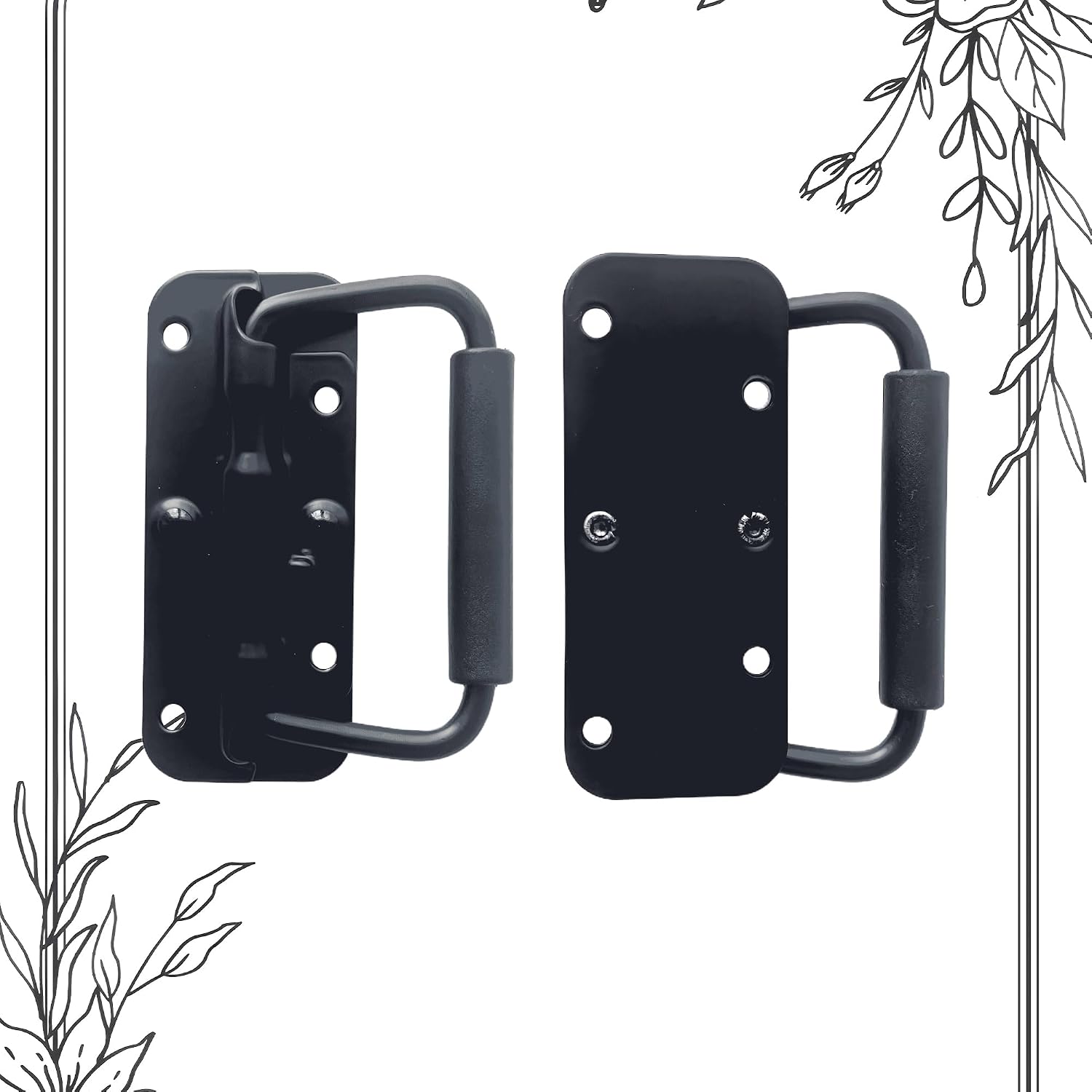 2PCS 3.9" Spring Loaded Handles with Rubber Grip, Heavy Duty Steel Folding Pull Handle, Surface Mount Chest Handle for Tool Chest Cabinet Storage Box Trunk Equipment Cases image 3