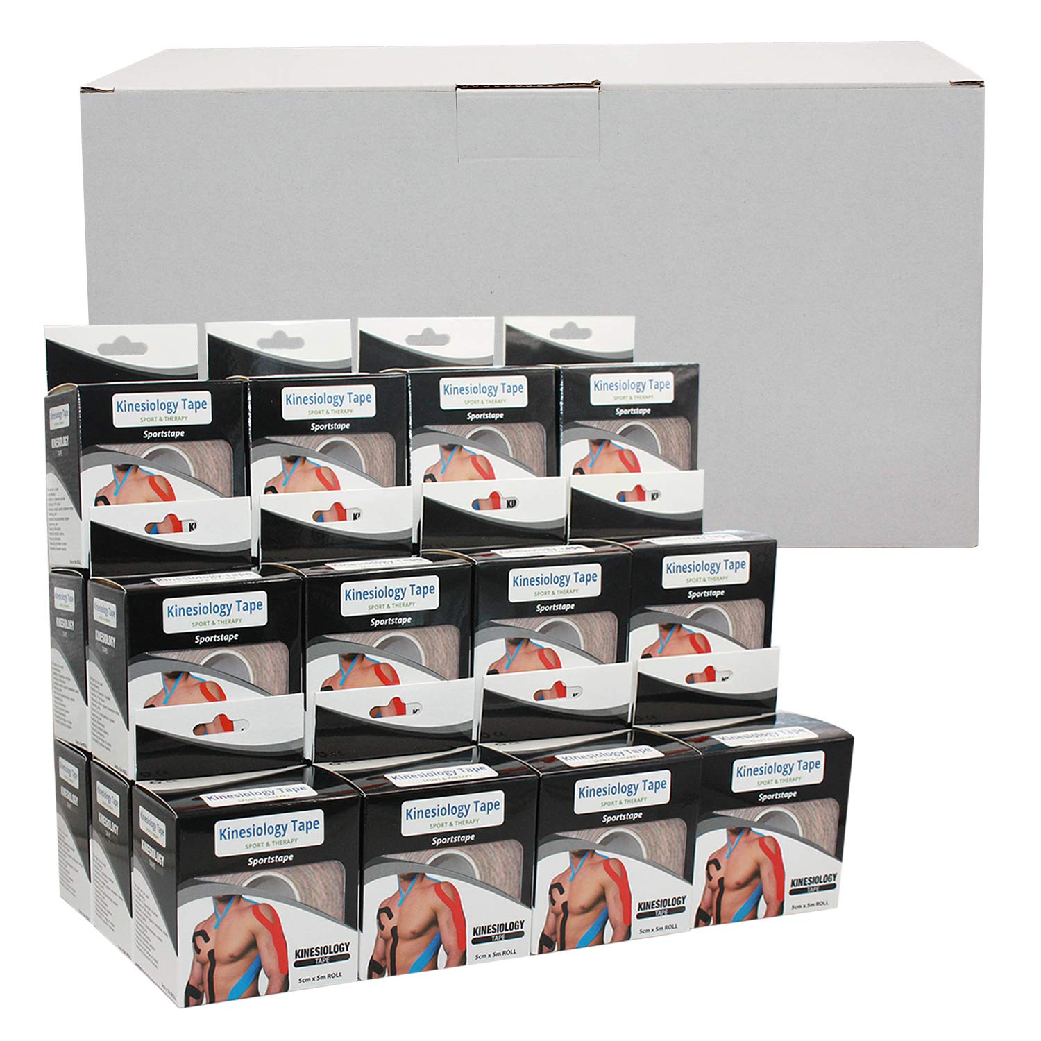 Lot de 24 bandes de kinésiologie de 5 cm x 5 m - Pour muscles, kinésiologie, sport, thérapie physique, blessures - Vert