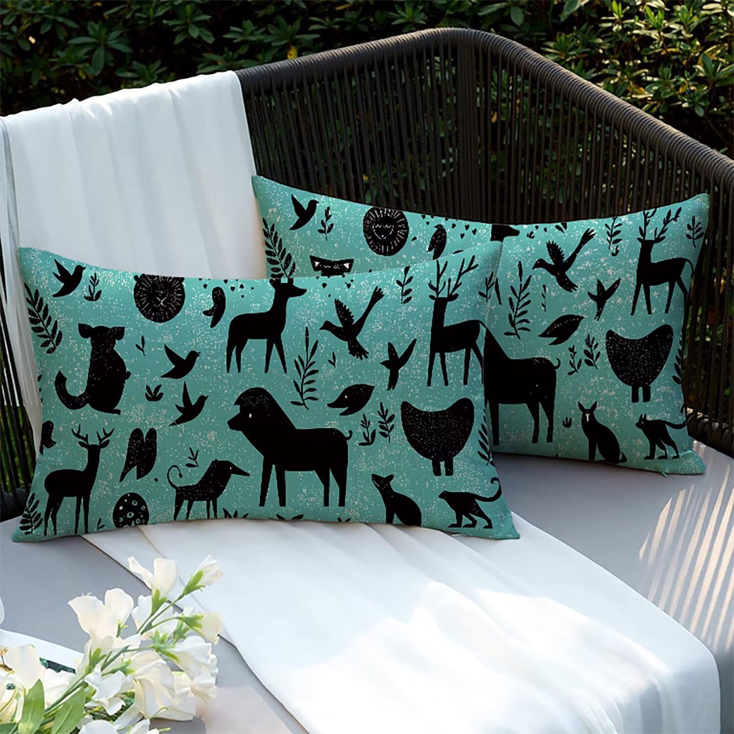 Housses de coussin lin 70x50cm imperméables pour coussins canapé lit et jardin