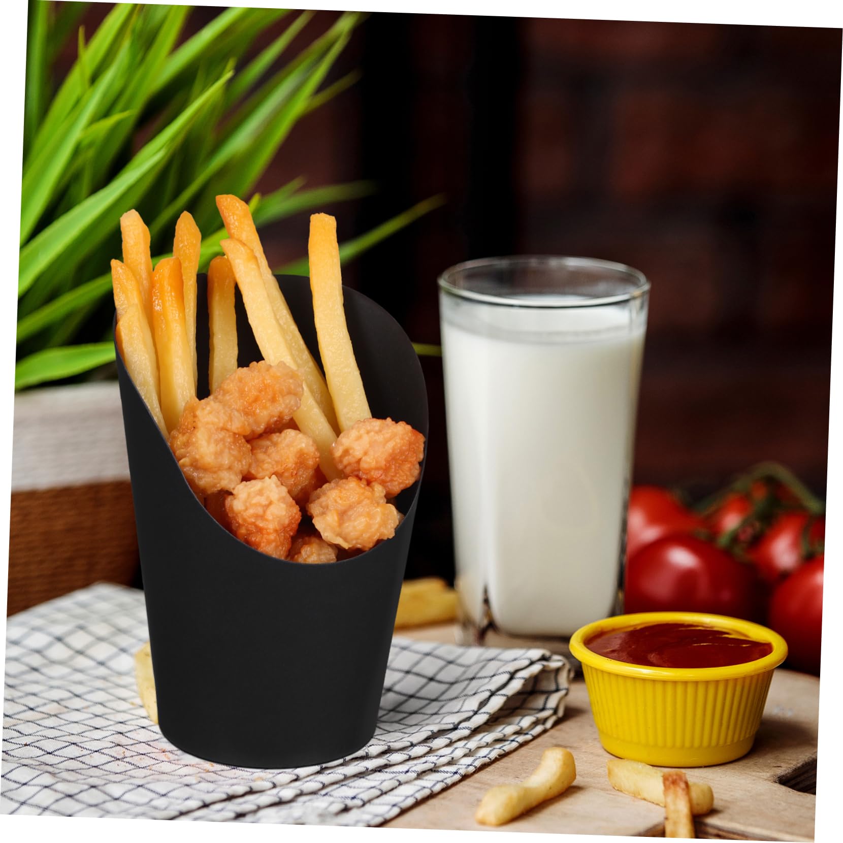 POPETPOP Bicchieri di Carta Nero Monouso e Resistenti 100 Pezzi da 14oz Apertura Obliqua per Snack e Aperitivi in Ristoranti e Feste