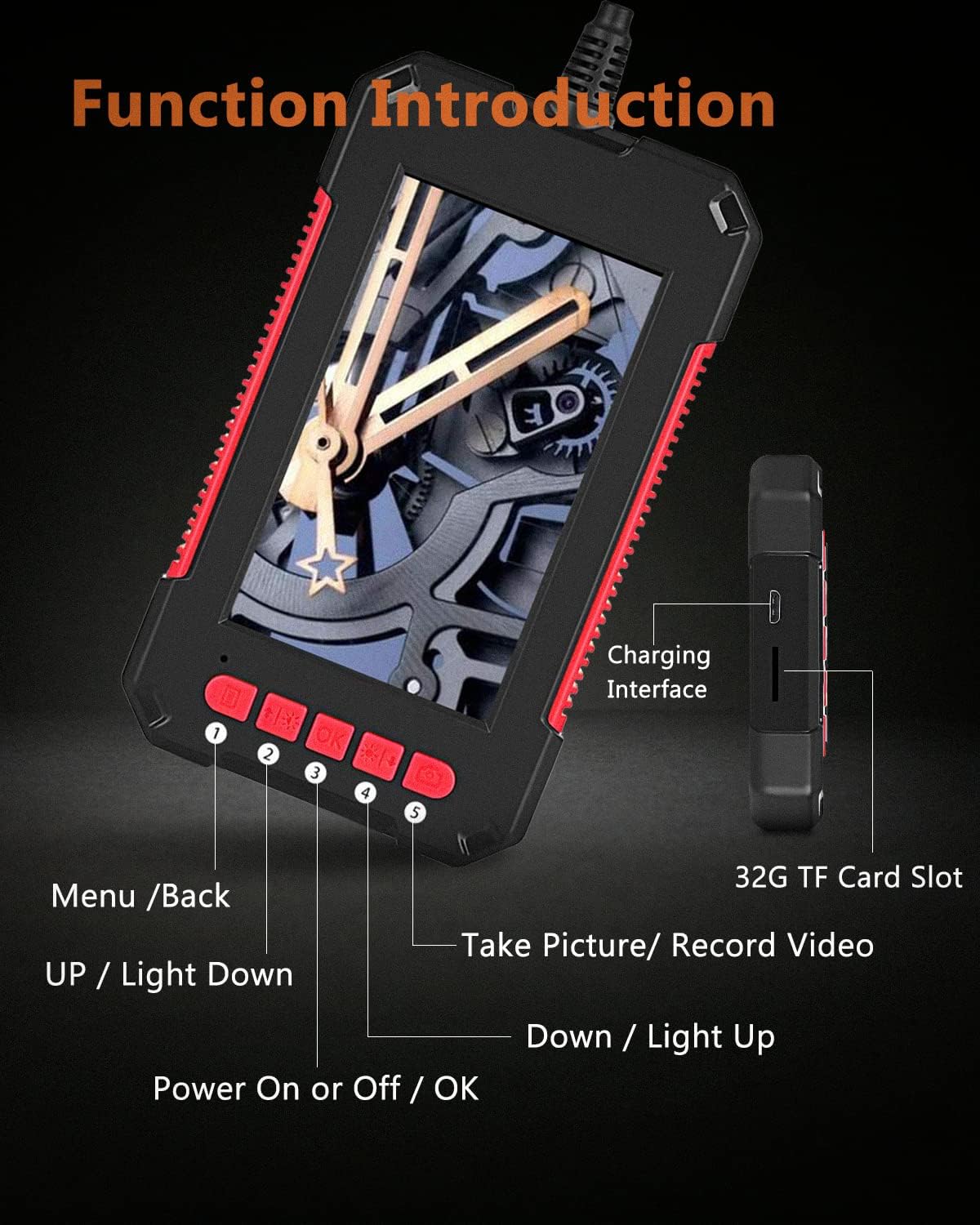 Tор Brаndѕ AUTOGEN Industrial Endoscope，Borescope Camera 1080P HD 4.3inch LCD High Capicty Battery Handheld Inspection Camera with Light 8 LED and 32GB TF Card Digital Video Recording IP67 Waterproof (16.4FT)