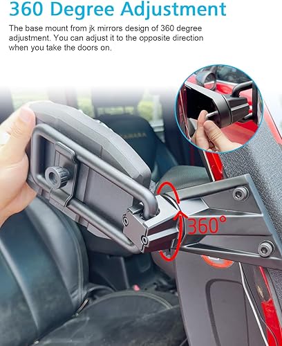 Miniatura 3 de SUNPIE Espejos retrovisores para puertas compatibles con Jeep Wrangler JK JKU 2007-2018, Espejos retrovisores ajustable para Wrangler JK a prueba de