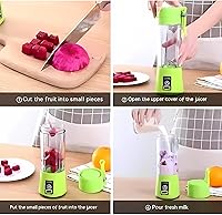 Vista 5 de Batidora portátil compacta de 12 onzas recargable por USB, con potente motor: perfecta para batidos, batidos, exprimidor de frutas/verduras