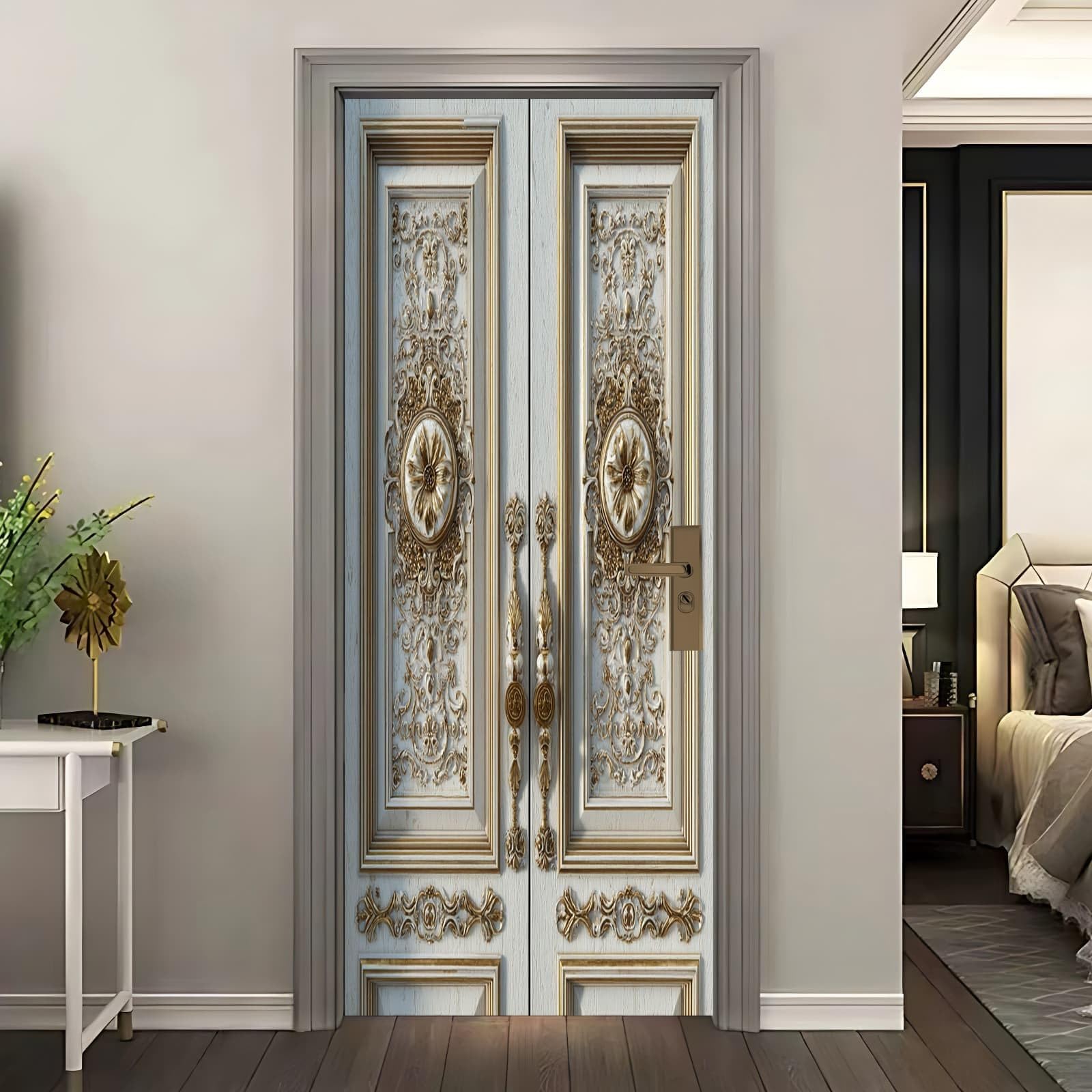 Sticker porte blanc imperméable 90x200 cm pour masquer les défauts