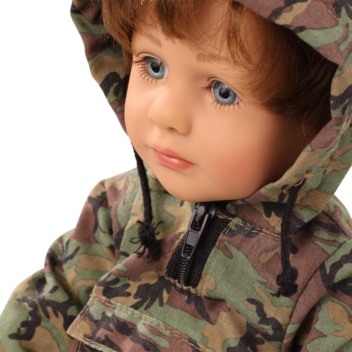 Gotz Little Kidz Paul - 14" Multi-Jointed Standing Boy Doll with Brown Hair, Cargo Pants and Camo Hoodie