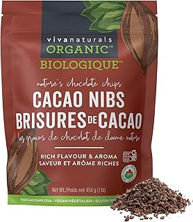 Viva Naturals Organic Cacao Nibs, 1 lb (454 g) - Premium cocoa nibs organic, Certified Keto & Vegan, Perfect for Gluten Fr...