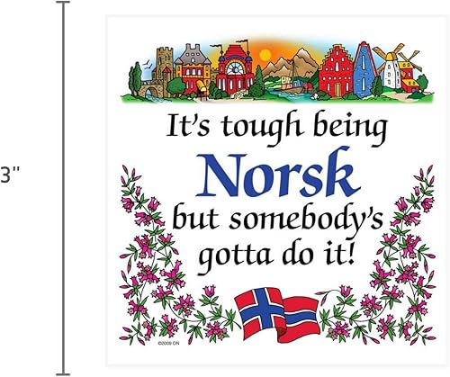 Miniatura 2 de Azulejo de imán de regalo noruego (aunque sea norsk)