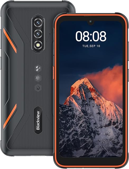 Blackview Rugged Phone, BV5200 Android 12 Phone Unlocked, 7GB+32GB/1TB, 5180mAh, 6.1 HD+ Display, 13MP + 5MP Waterproof Camera, 4G Dual SIM, NFC, Glove Mode, Customized Shortcut Button - Orange