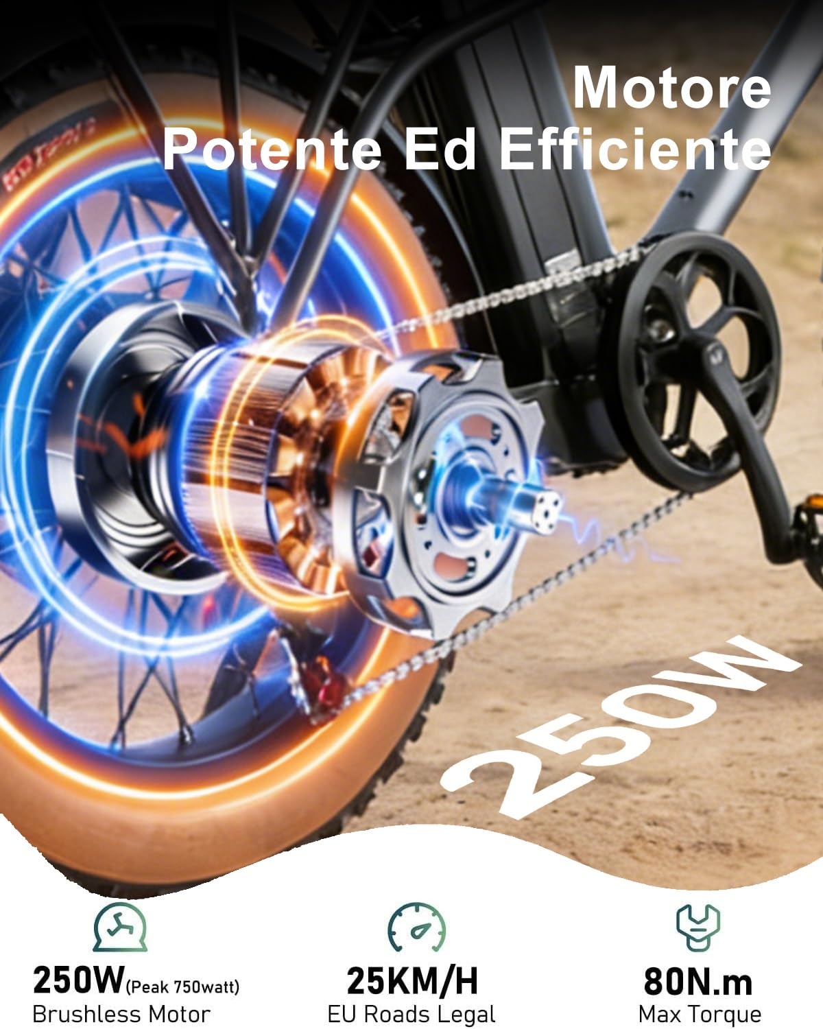 HANEVEAR Bici Elettrica Uomo, Batteria Da 48 V 18Ah Con Autonomia 80-120km, 20" x 4.0" Pneumatici Grassi e 250W 80Nm Motore Senza Spazzole, Fat Tire Bici Elettrica Sospensione Completa