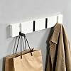 Perchero de pared, ganchos de abrigo plegables de madera resistentes, ganchos retráctiles para colgar bolsos, ropa, llaves, toallas, para baño, entrada (4 ganchos, blanco) 1