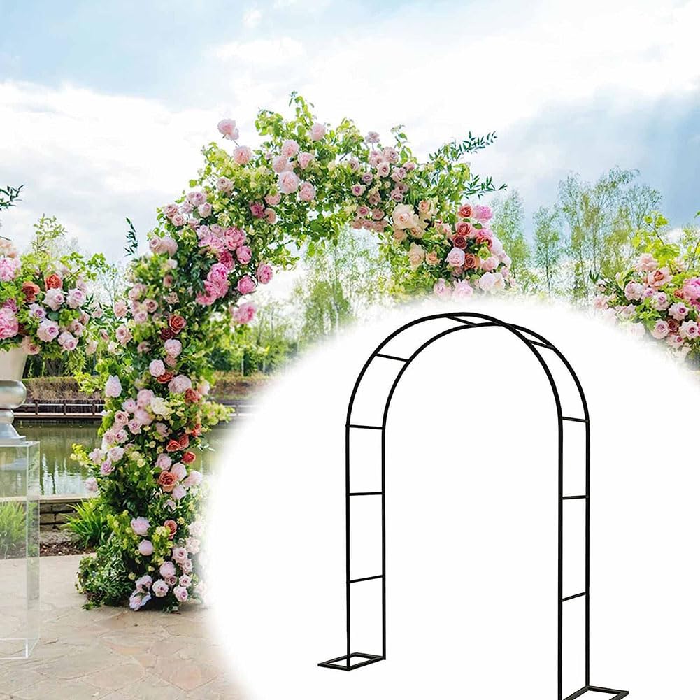 Arche de jardin robuste en métal au design élégant noir et vert