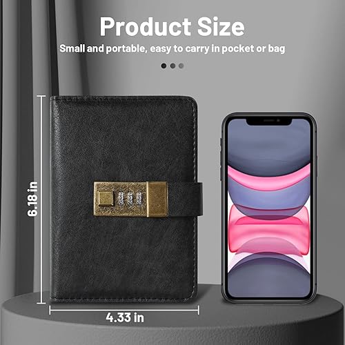 Miniatura 2 de WEMATE - Libro de contraseñas con cerradura libro de contraseñas con pestañas alfabéticas más de 600 espacios de contraseña direcciones de Internet