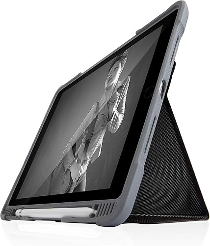 STM Dux Plus Duo - Funda para iPad de 987 generación de 10.2 pulgadas, funda protectora delgada y resistente con parte trasera transparente, soporte