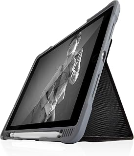 STM Dux Plus Duo iPad Case 9th/8th/7th Gen 10.2-Inch – Rugged Slim Protective Cover with Clear Back, Pencil Holder, Auto Sleep/Wake Magnetic Cover, Military Grade Drop Tested – Black