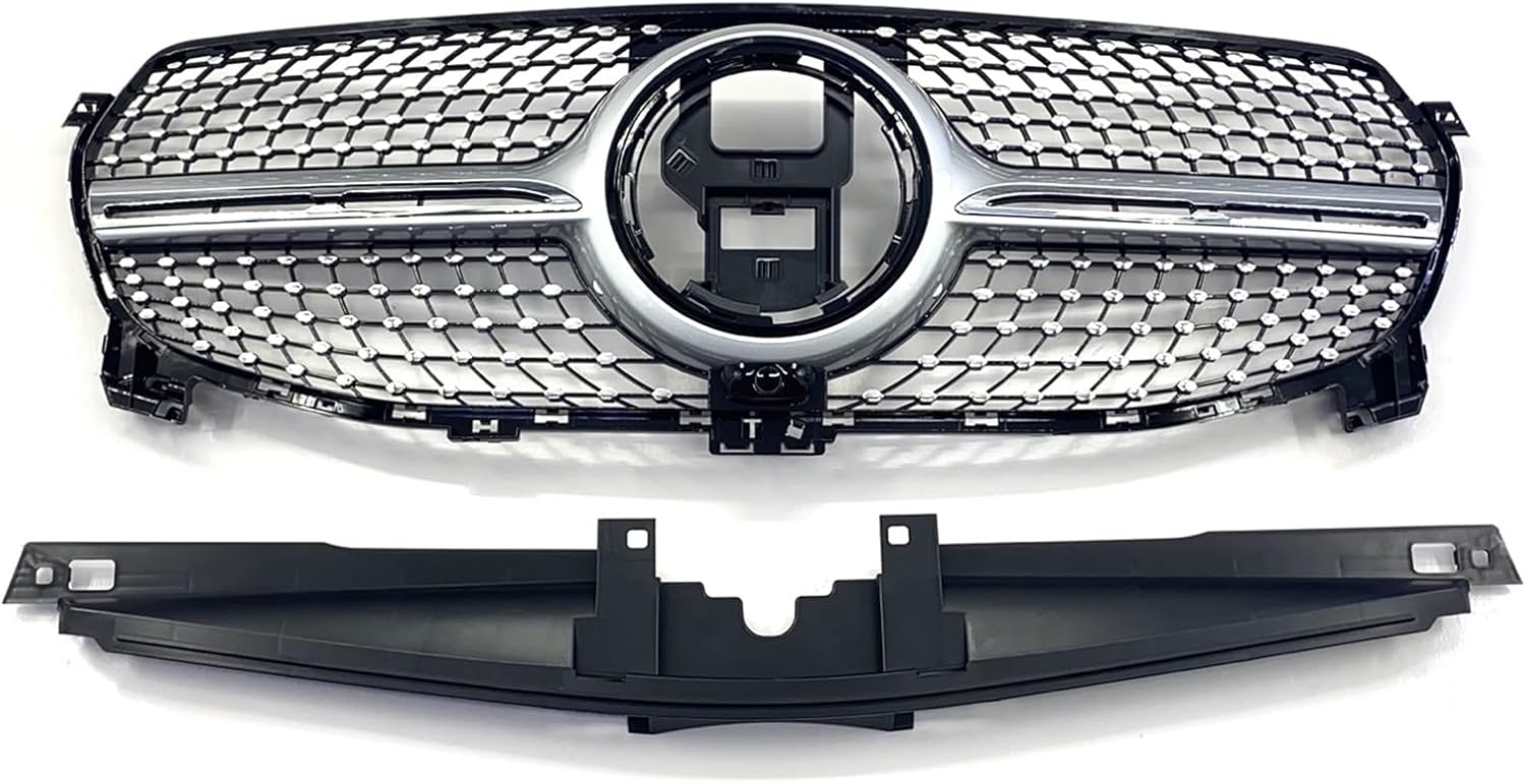 Front Bumper Grille For 2019 2020 2021 2022 2023 Mercedes Benz W167 GLE 350 350e 400e 450 SUV Diamond Style Grill Chrome Chrome Diamond With Middle Chrome Trim