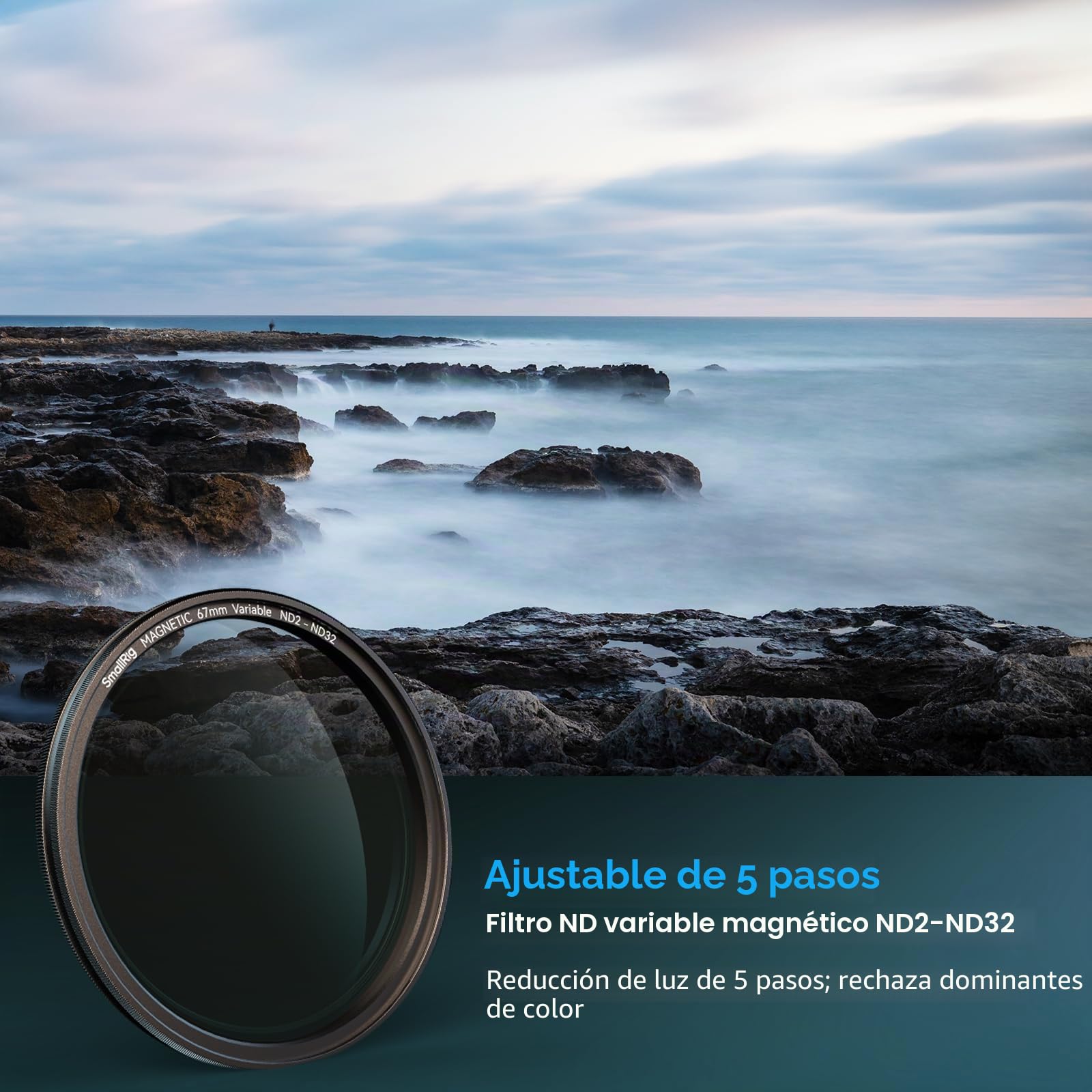 SMALLRIG Filtro ND Variable Magnético de 67mm ND2-ND32 (1-5 Paradas) + Anillo de Filtro Roscado de 67mm, Vidrio Optico No X Cross HD, Resistente al Agua, Resistente a Los Arañazos - 4581