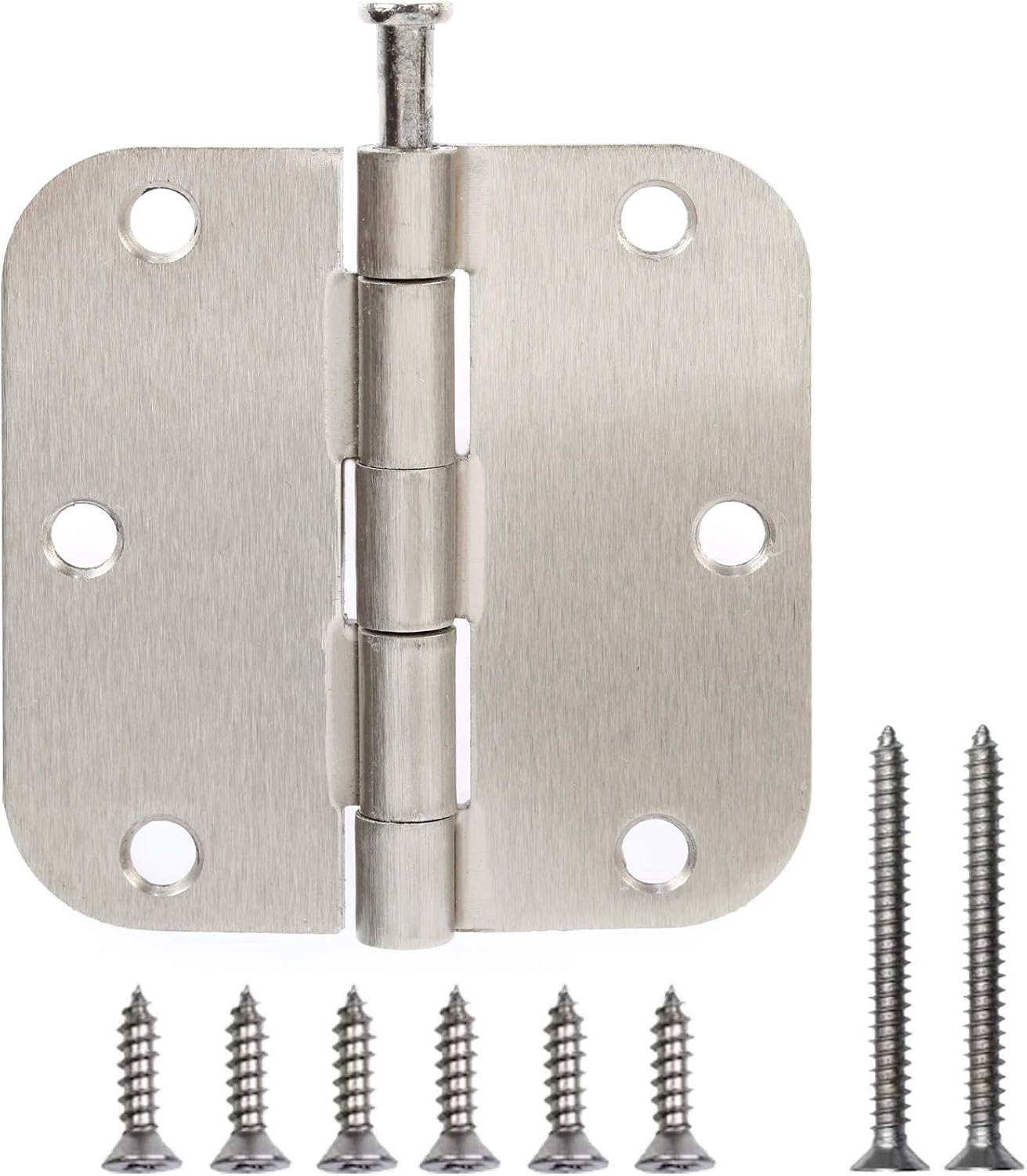 18 Pack | 3.5" Satin Nickel Door Hinges: 3.5 Inch x 3.5 Inch (5/8 Inch Radius Corner) Brushed Nickel Door Hardware