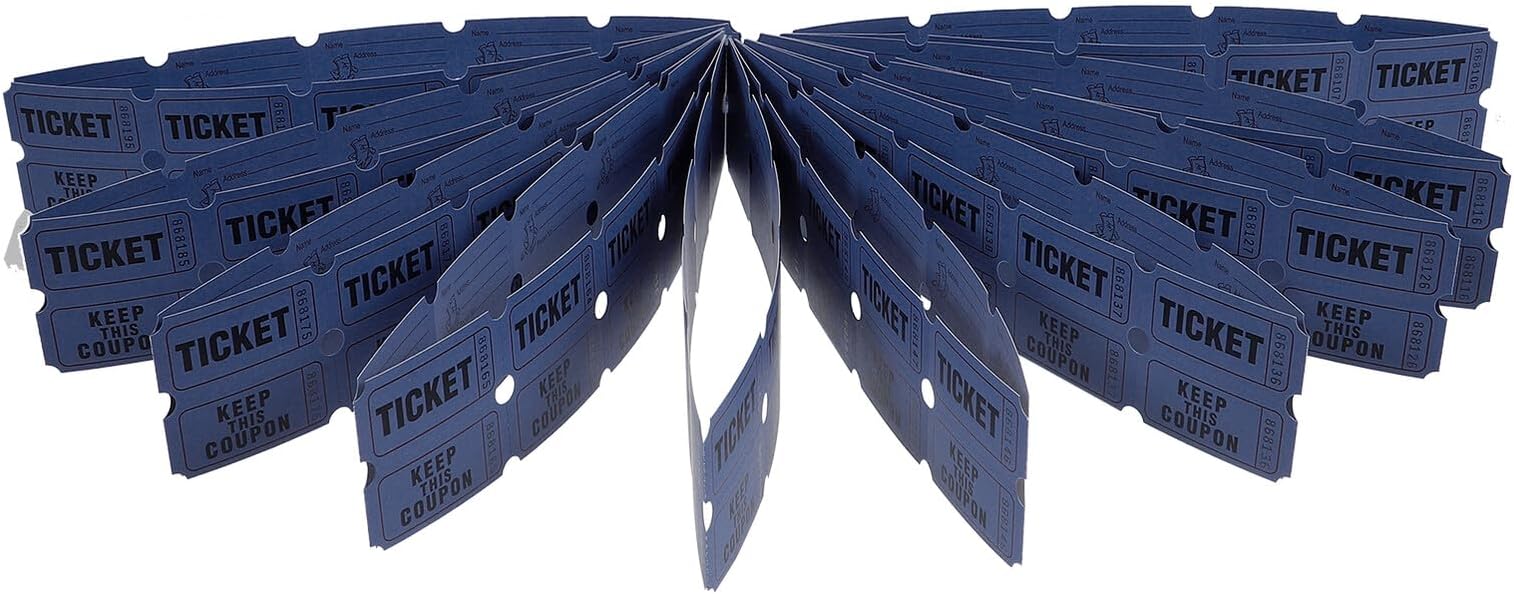 OSALADI 100pcs Blue Paper Game Raffle Tickets with Consecutive Numbers for Party Events, Celebrations, and Fundraisers