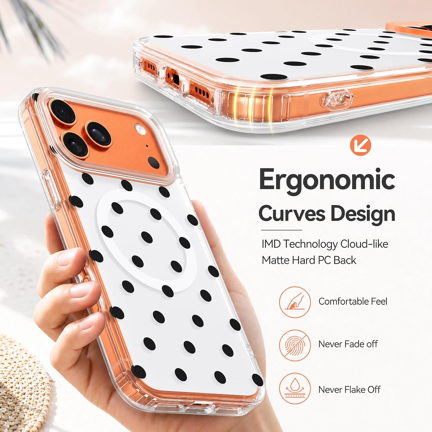 BENTOBEN for iPhone 18 Pro Max Case & iPhone 17 Pro Max Case, Cute Polka Dot Fashion Aesthetic Design Cover, Slim Anti-Scratch Anti-Fingerprint Rubber Bumper Phone Cases for Women Girls, White image 2