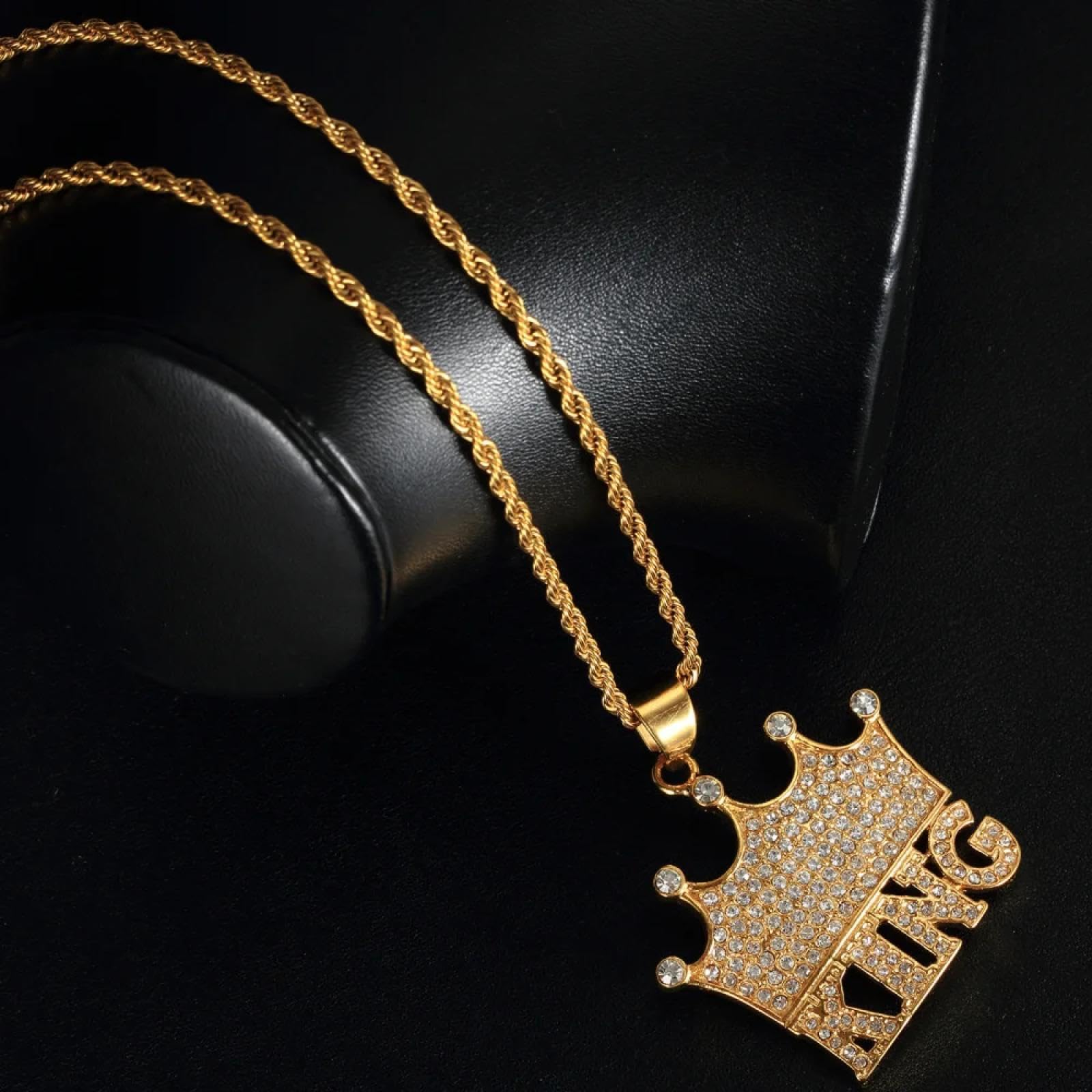 SiVaji Necklace Collar Colgante Cadena Hombre Mujer Joyas Necklaceletra Rey Colgante Collar Hombre Hip Hop