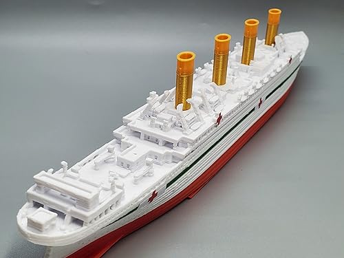 Miniatura 7 de THEROLLER3D HMHS BRITANNIC Modelo de barco con 3 piezas SeaMines, 1 pie de largo montados Titanic juguetes para niños, juguete Titanic