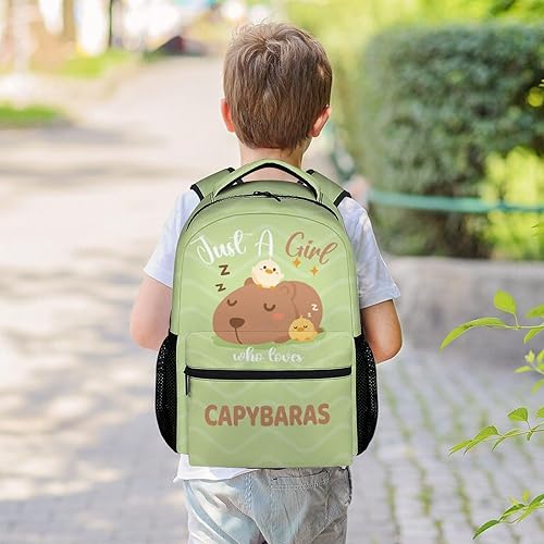 Miniatura 2 de Capybara Mochilas para niñas, mochila linda de 16 pulgadas para la escuela, duradera, ligera, para niños, viajes, Mochila1-1, Casual