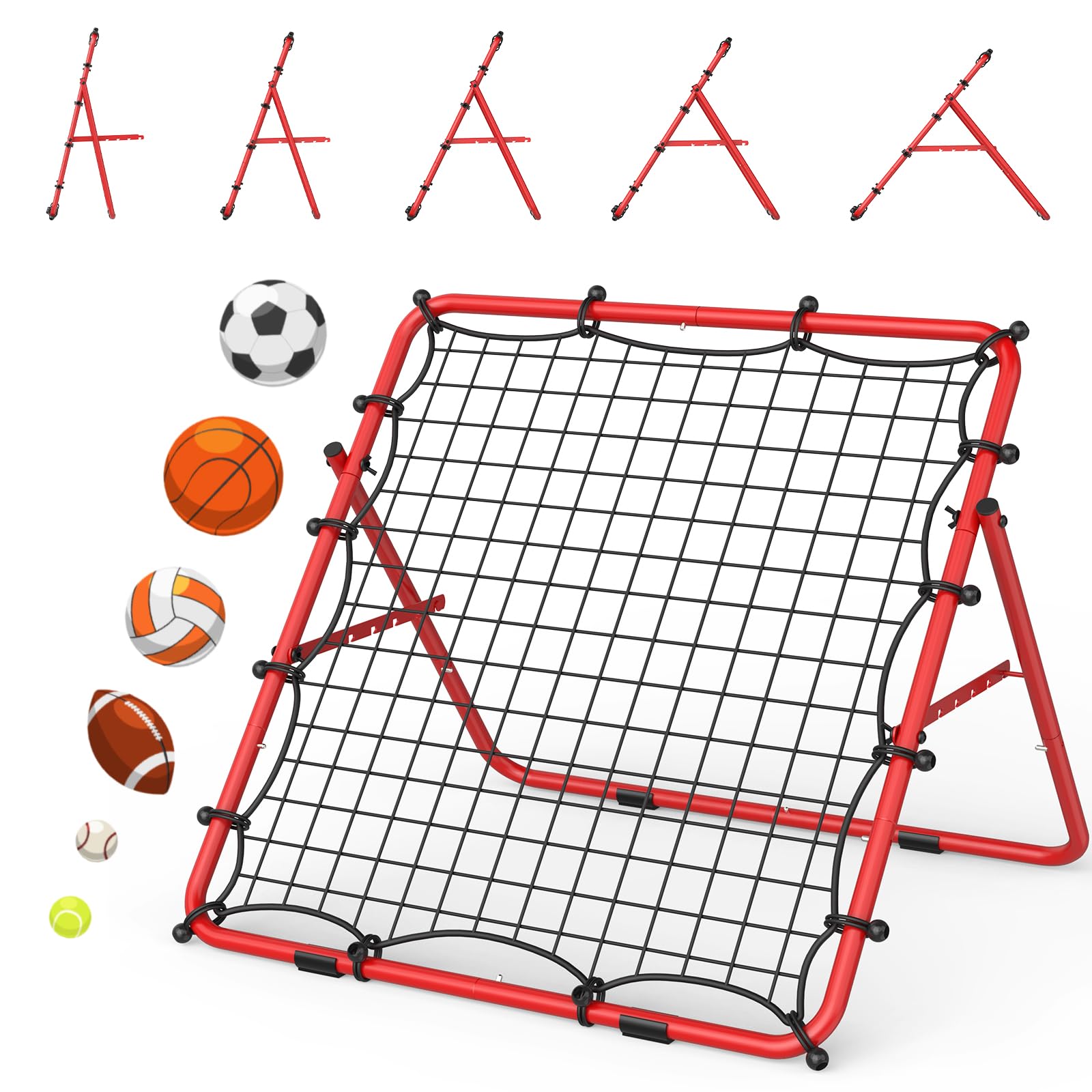 LIANTRAL Volleyball-Rückprallnetz, verstellbares Rückprallnetz für Fußball, Volleyball, Fußball, Baseball und Lacrosse, tragbarer, faltbarer Rebounder für Pass- und Schießübungen