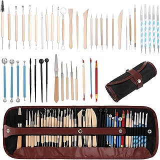 Ckhoid 44PCS Clay Tool, Pottery Tools Set for Sculpting and Pottery, Ceramic Tools for Polymer Clay Modeling Trimming Molding Shaping, DIY Handcraft Clays Carving Sculpting Kit Ar…