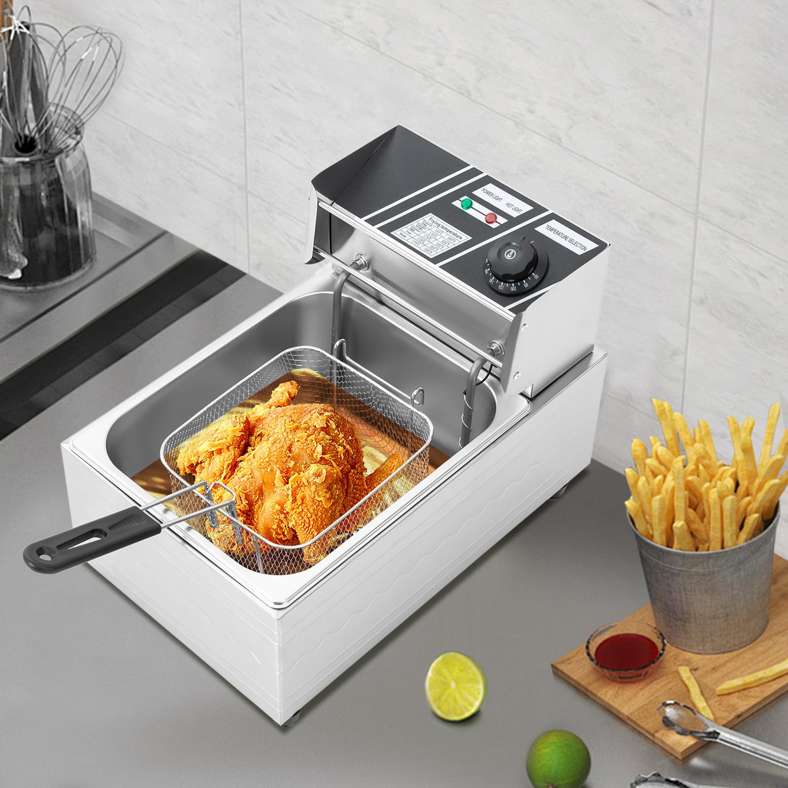Freidora eléctrica de acero inoxidable Freidora comercial profesional duradera y altamente eficiente Apariencia moderna Adecuado para restaurantes, centros comerciales, tiendas de