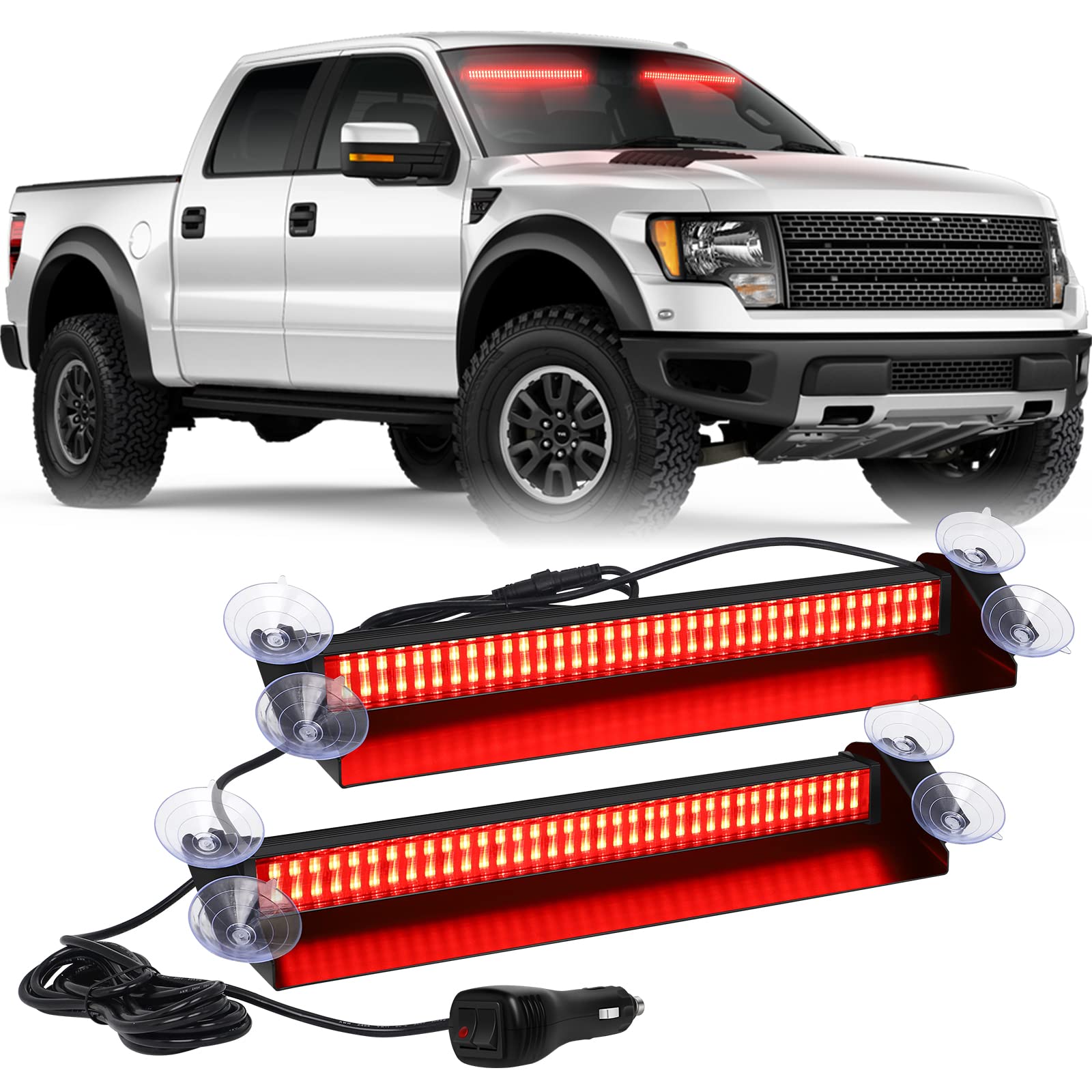 Red Emergency Dash Lights 144 LED Warning Hazard Safety
