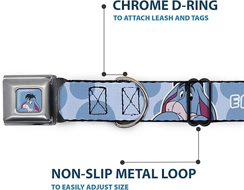 Miniatura 5 de Disney Pet Collar collar de perro hebilla de cinturón de seguridad de metal Winnie The Pooh Eeyore Texto y expresión Close Up Dot Blues 20 a 31