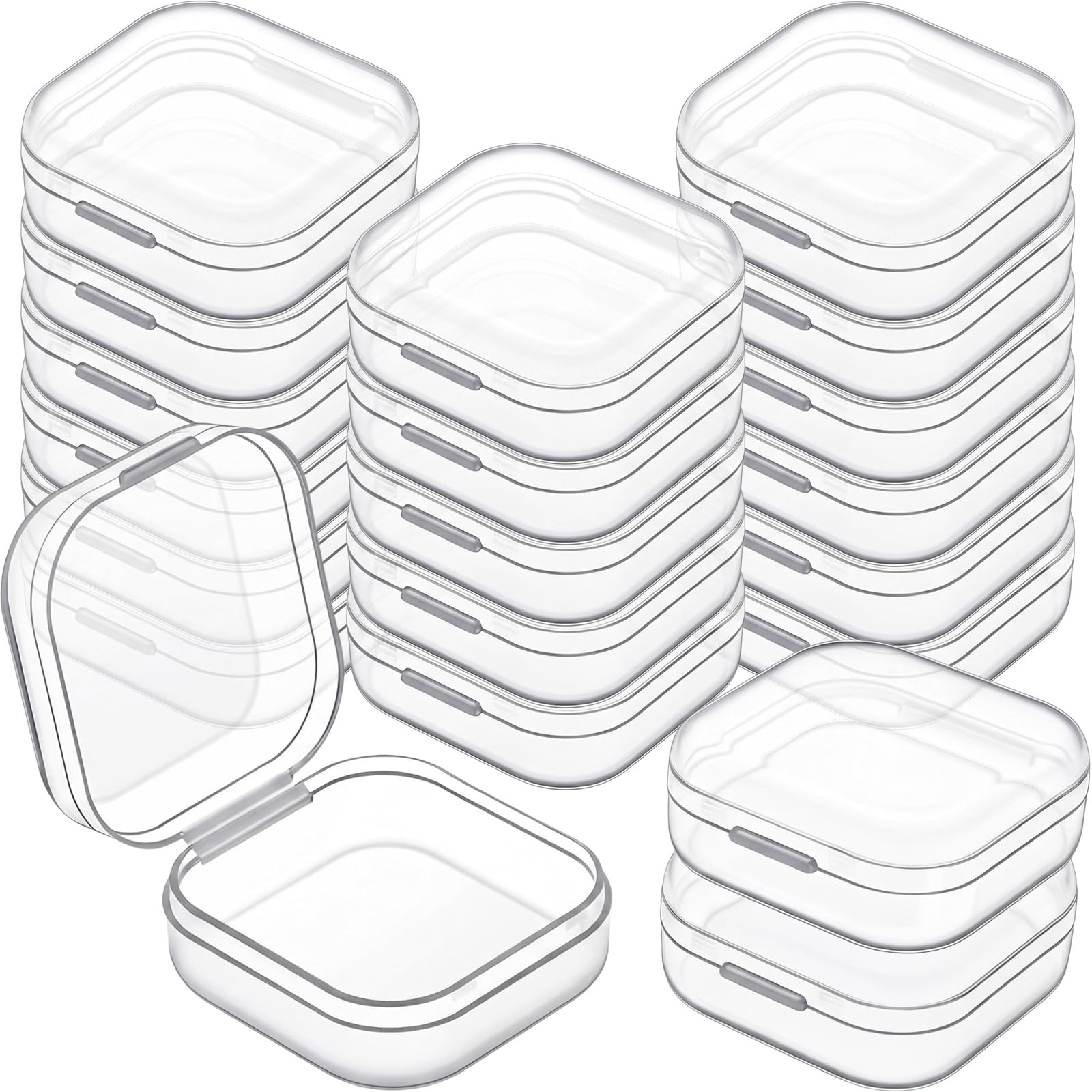 Jetec 18 Pieces Small Clear Plastic Storage Box, 1.4 x 1.4 x 0.7 Inch