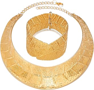 Gold Necklaces for Women Chunky Gold Silver Choker Necklace Statement Egyptian Jewelry for Women Men Gold Costume Jewelry Sets Accessories Gift
