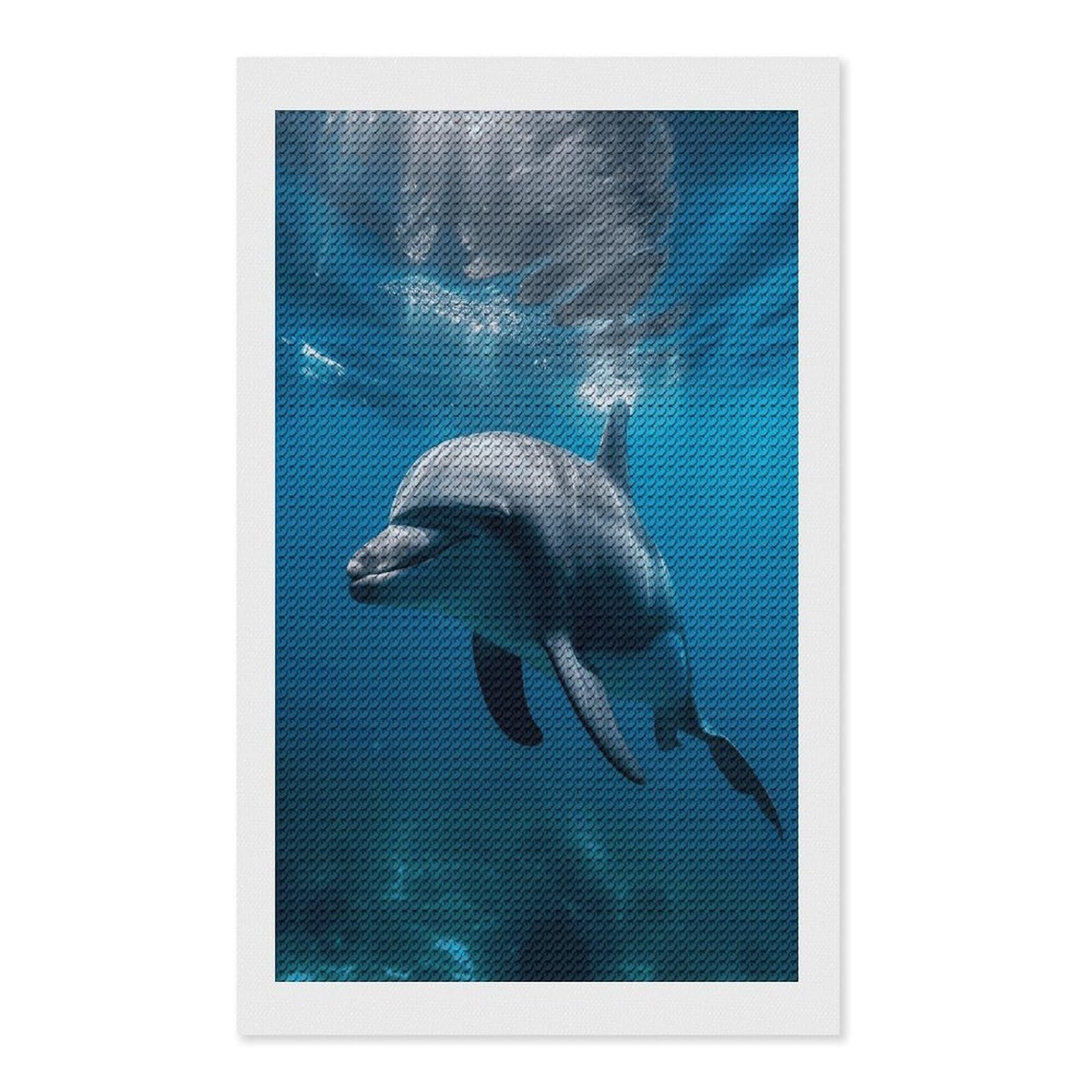 FekiLoot Dolphins in The Ocean1 Paint by Numbers Kit for Adults Beginner DIY Diamond Dots Paintings Round Full Drill Diamond Art Kits Picture Diamond Art Painting Kits for Home Decor 12"x20"