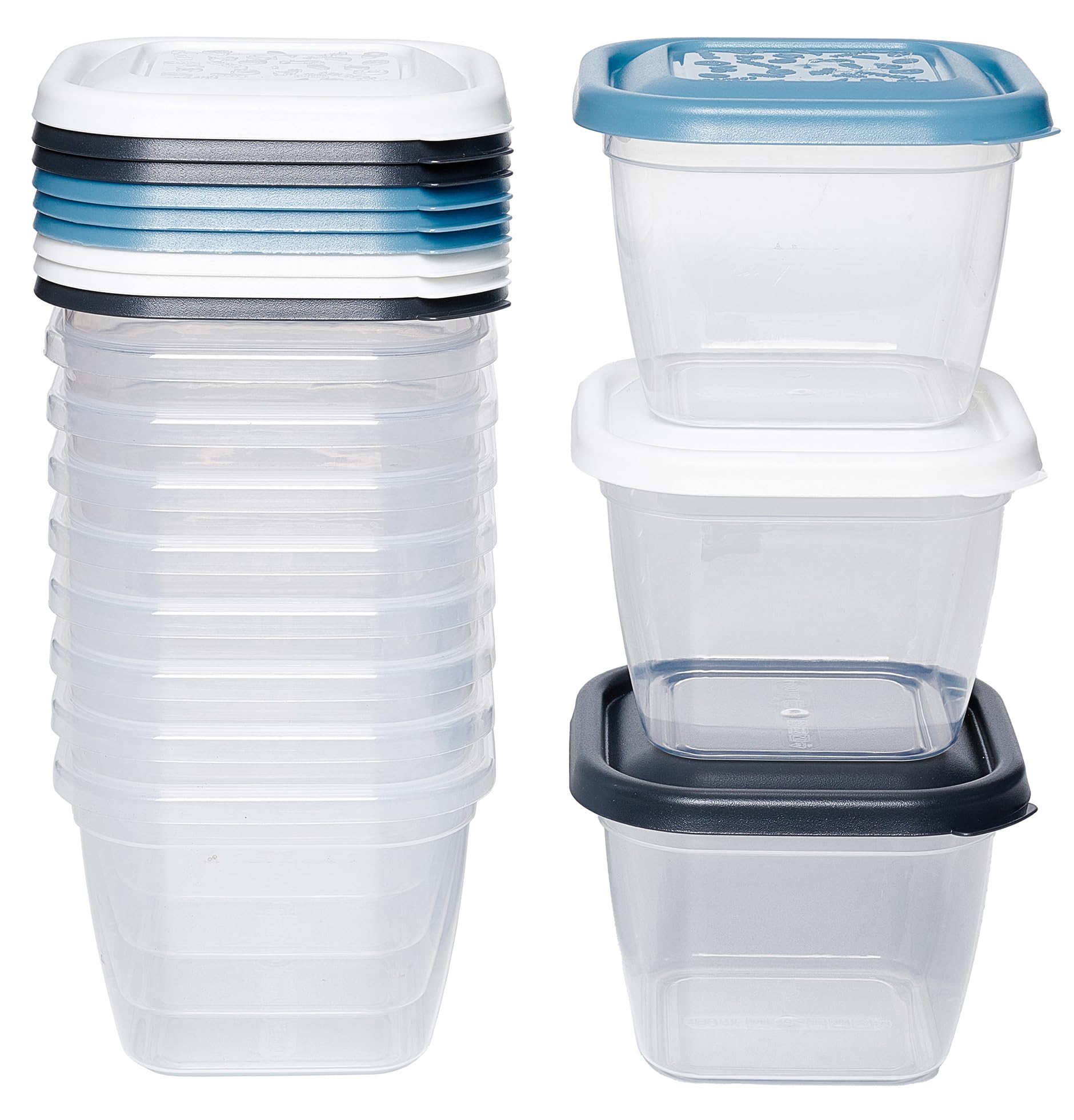 Kigima Mini-vriesdozen, 12 x 0,3 l, vierkant, kleurrijk, voorraaddozen met deksel, luchtdicht, vershouddozen met deksel, opbergdoos keuken voor maaltijdvoorbereiding en organisatie, Made in EU