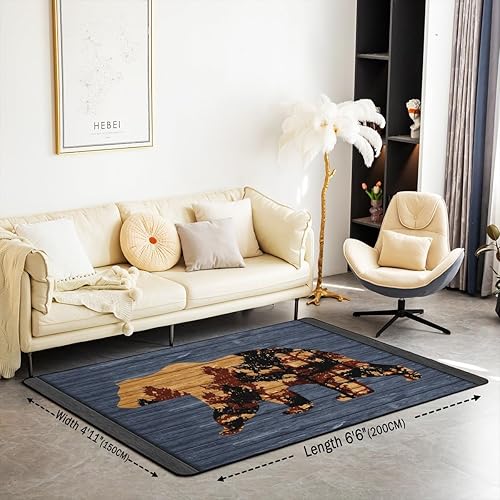 Miniatura 2 de Alfombra decorativa de oso, alfombra decorativa de oso, alfombra rústica de campo, naturaleza, vida silvestre, oso azul, alfombra para sala de