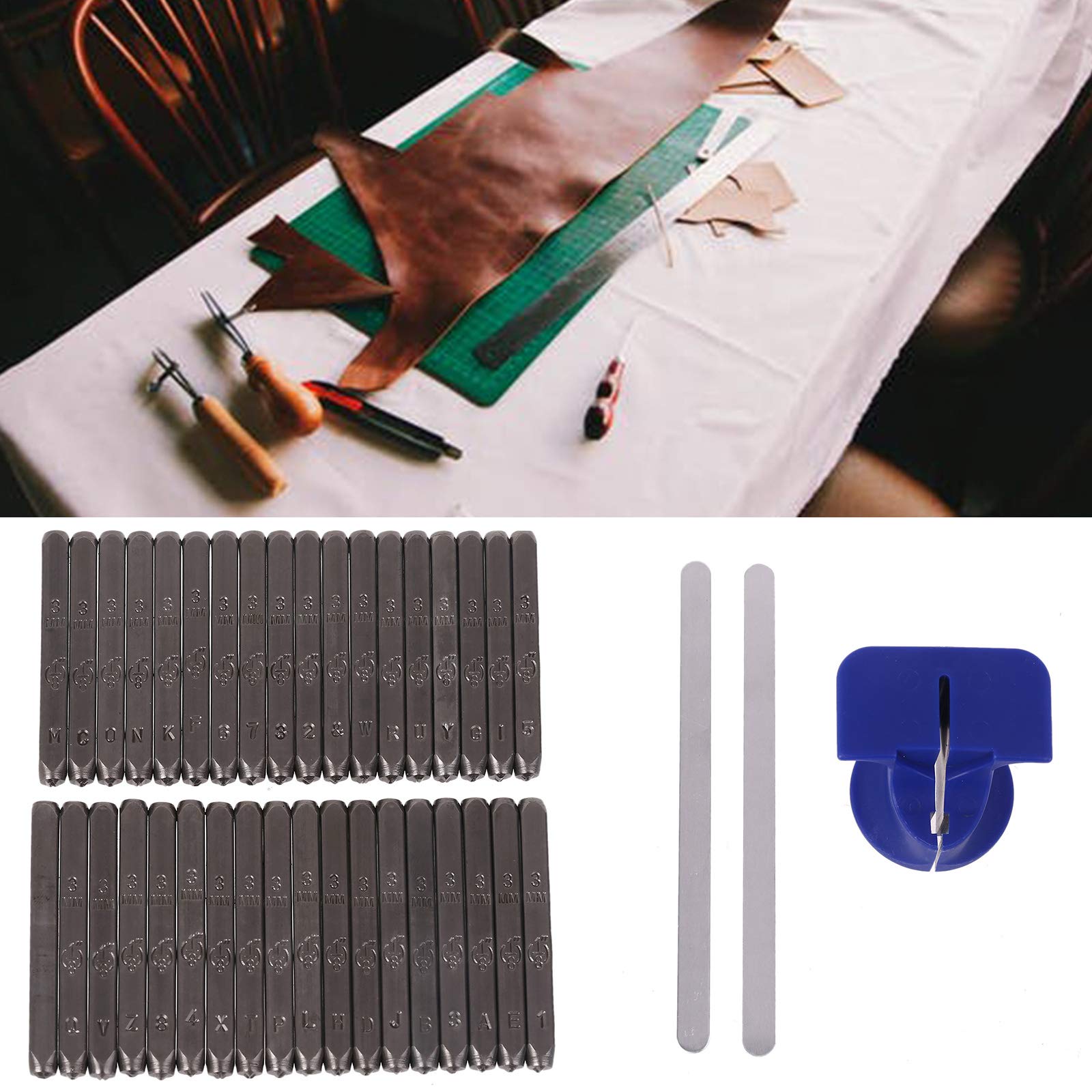 36-teiliges Metall-Stempel-Set mit Zahlen-Buchstabe zum Bedrucken von Metallrollenstempeln