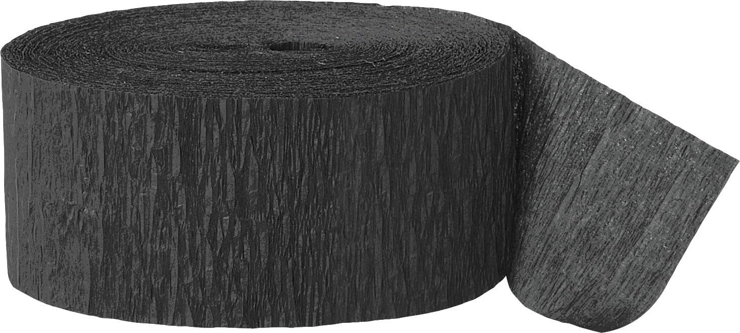 Black Crepe Paper Streamer (2 Meters) 1 Piece - Premium Quality Party Decoration for Celebrations and Events