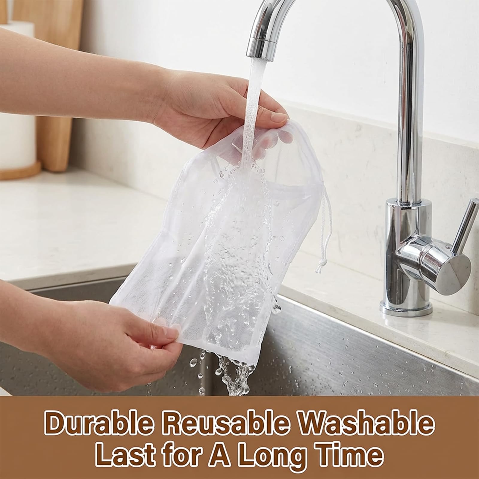 Pack de 6 Bolsas para Leche Vegetal (20x30cm) - Malla Filtrante Reutilizable de Nylon