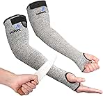 Cut Resistant Farmers Sleeves with Thumb Hole, Arm Protectors for Thin Skin and Bruising, for Gardening, Welding, Kitchen, Arm Guards for Biting, Pet Grooming, Grey, 1 Pair