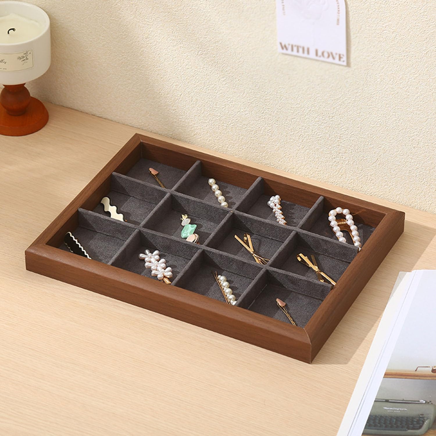 Bandeja para joyas tocador, estuche organizador exhibición joyas mujeres | Placa Catchall para escritorio de entrada, baratija decorativa para mesita de noche apilable, llave, bolso