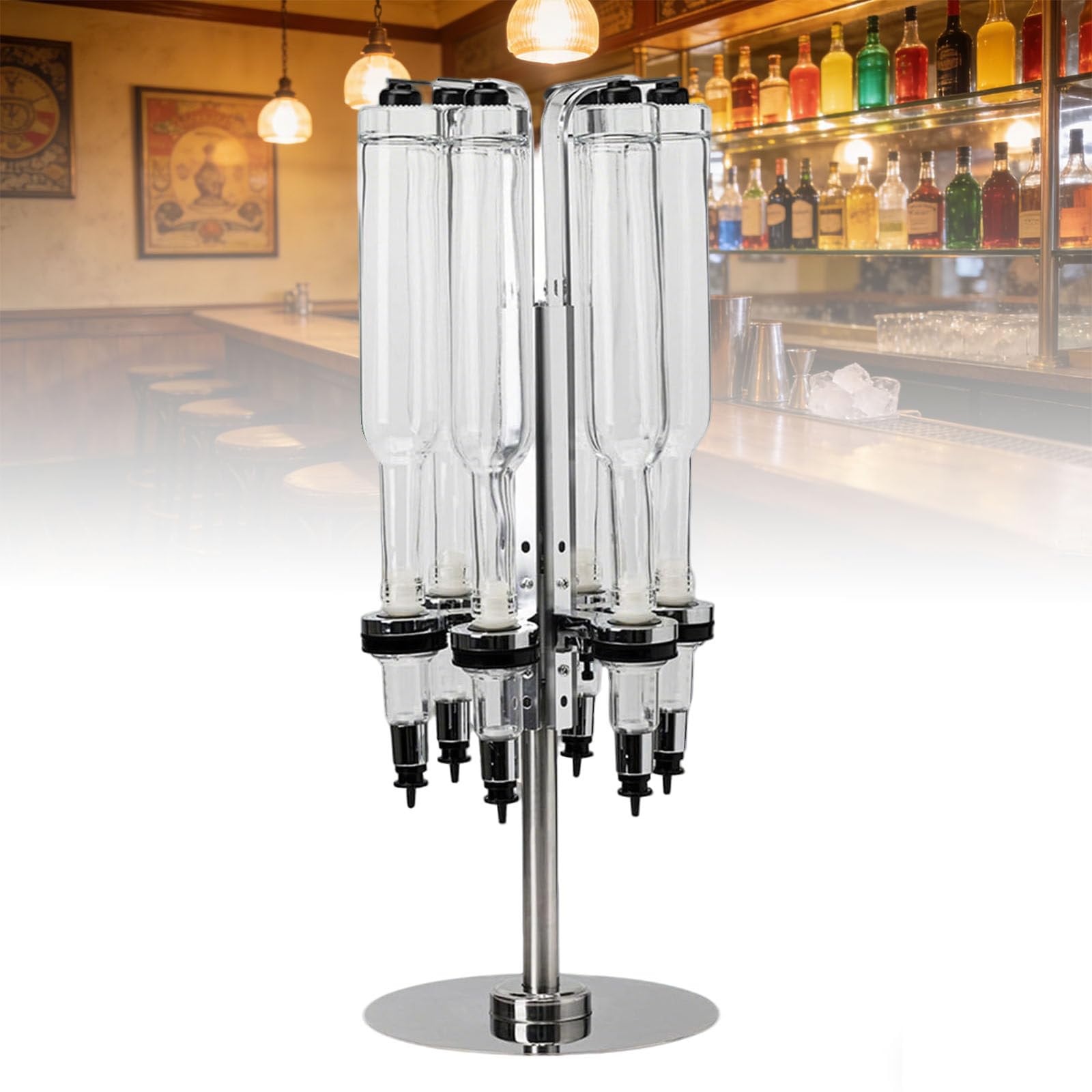 Dispenser manuale di profumo con flusso regolabile, 6 teste a pompa e bottiglie di vetro da 200 ml per negozio, bar, esposizione studio