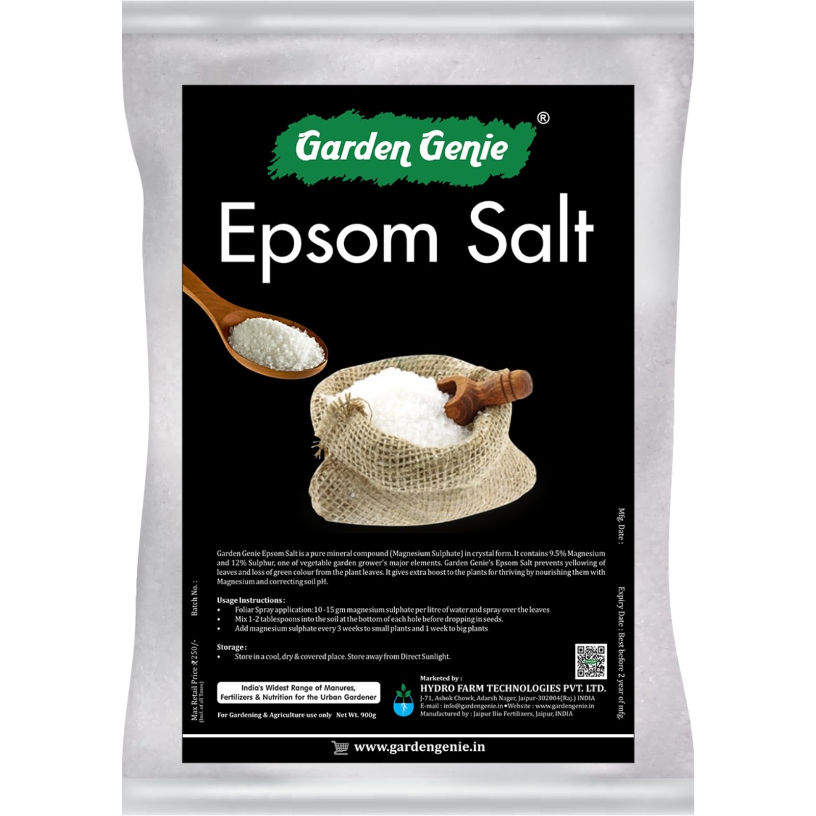 Garden Genie Epsom Salt For Plants 900G | Organic Magnesium Sulphate Water Soluble Plant Fertilizer For Growth & Development, Oil (B091HTGNPX) Amazon Price History, Amazon Price Tracker
